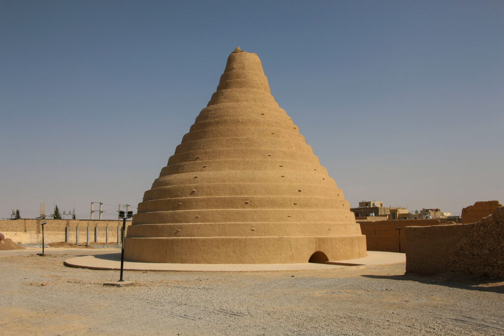 Traditional old persian architecture - ice storage, made of clay and adobe in Abarkuh, in Yazd Province, Iran