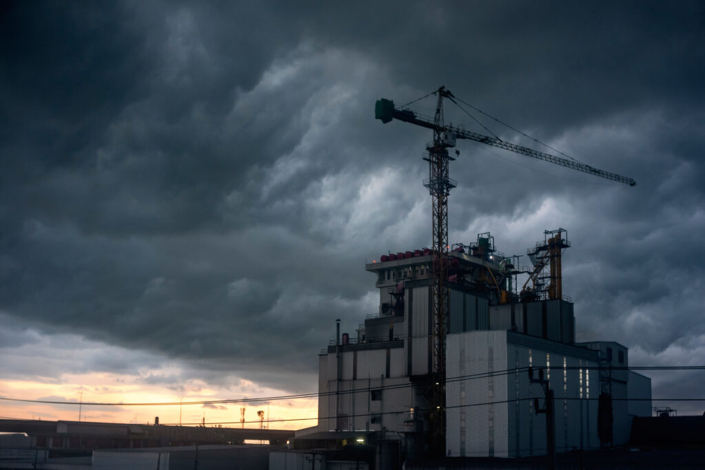 Silhouette of the construction site