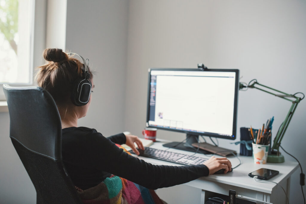 girl working home