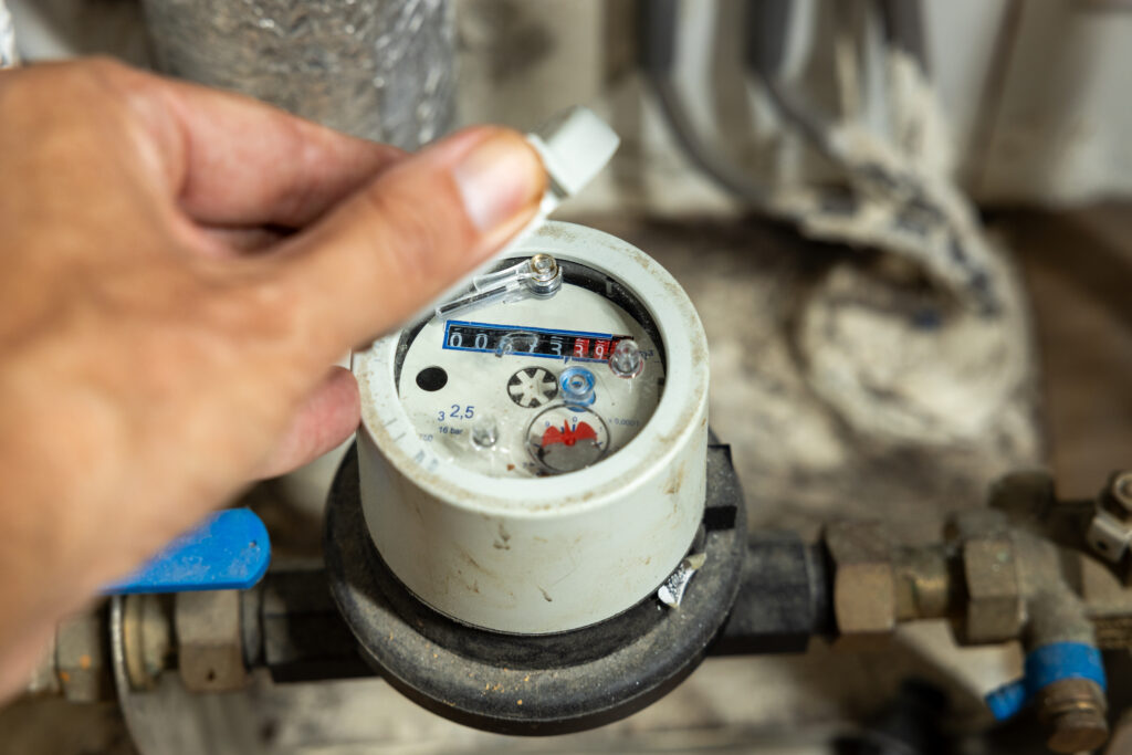 The water meter indicates how much water is consumed at home