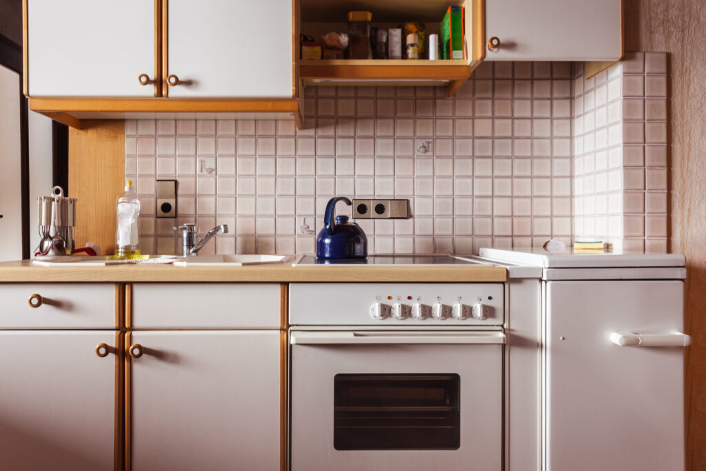 interior of an old simple kitchen that should be renovated