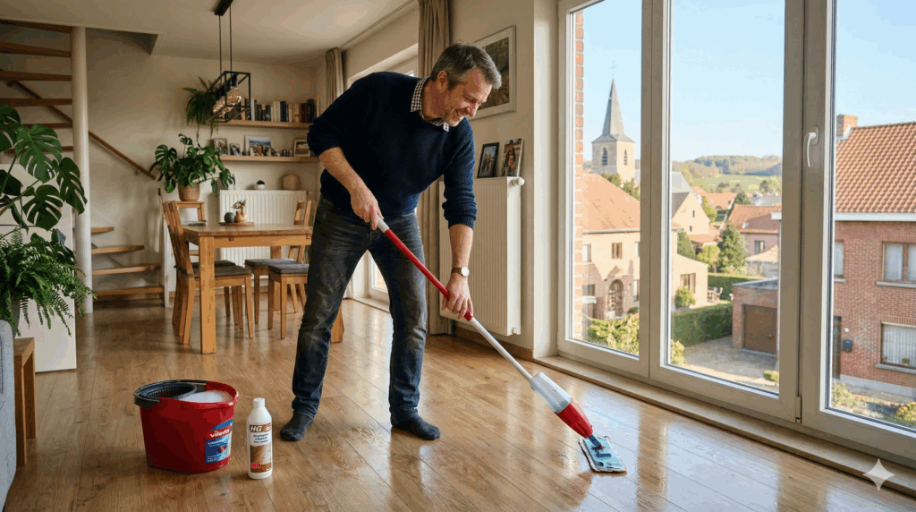 cleaning floor