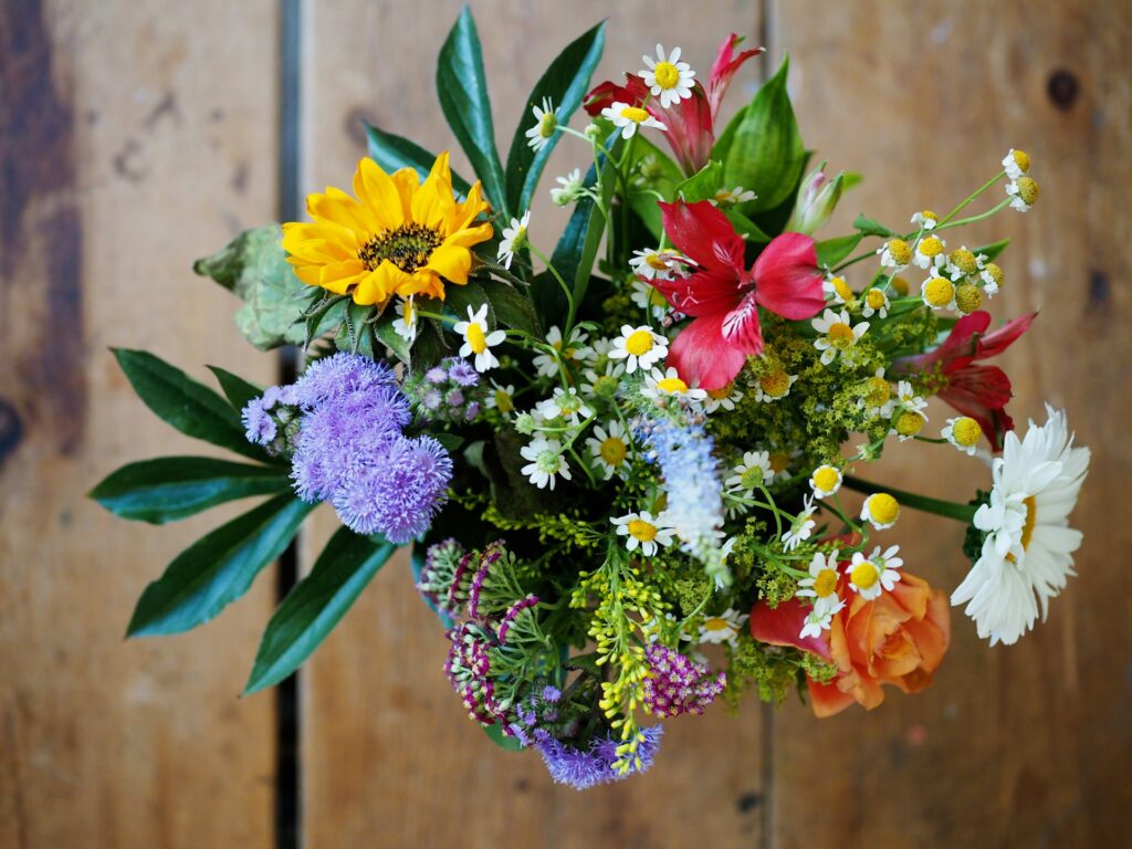 flowers on a table