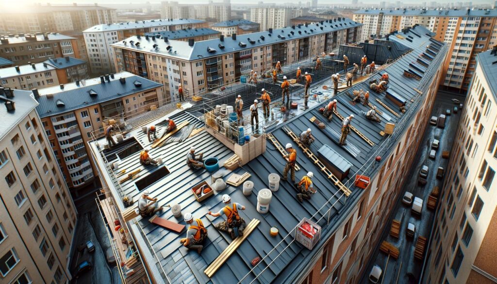 work on a building's roof