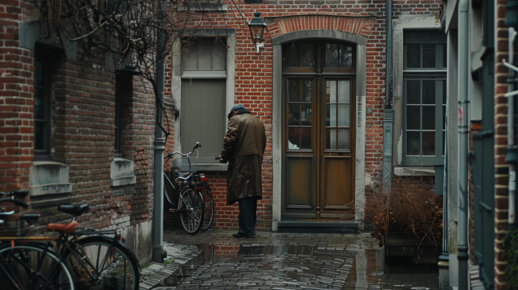 man opening door