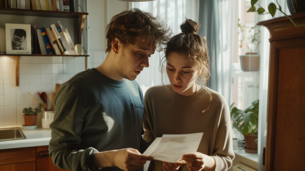 young couple shocked